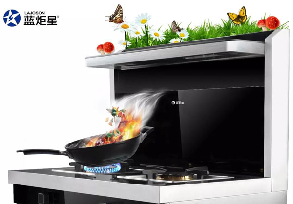 (側吸式集成灶使用效果示意圖)
